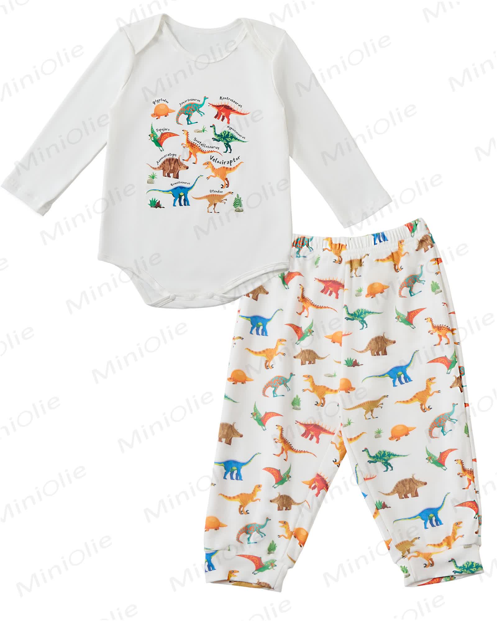 Toddler Baby Dinosaur Long Sleeve Snap Closure Romper Top Jogger Pants Set - Colorful - 2-3T - image 2