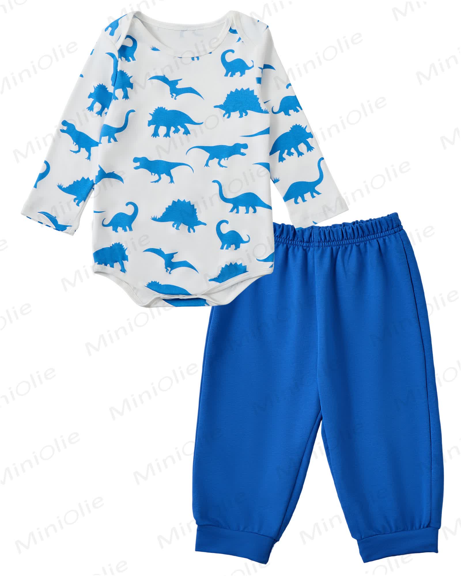 Toddler Baby Dinosaur Long Sleeve Snap Closure Romper Top Jogger Pants Set - Dark Blue - 2-3T - image 3