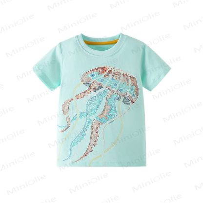 Toddler Girl Jellyfish Pattern Luminous T-shirt - Green - 8-9T - image 1