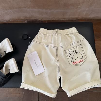 Toddler Summer Bear Print Slogan Denim Shorts - Beige - 8-9T - image 3