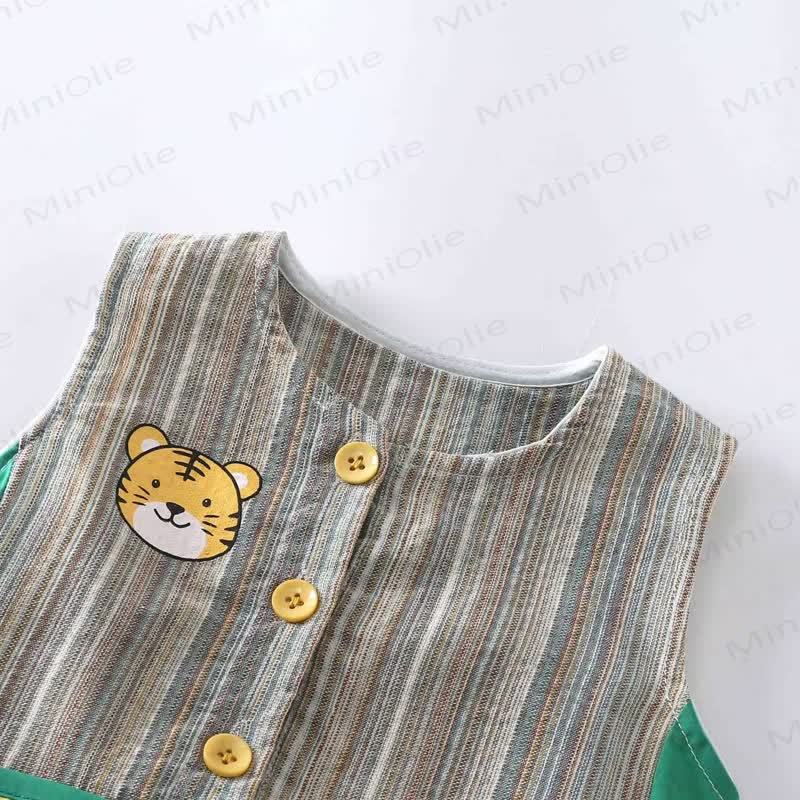 TIGER Baby Striped Three-dimensional Tail Sleeveless Romper - image 4