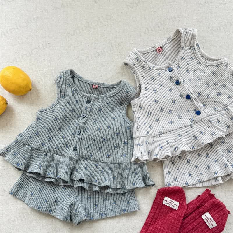 Toddler Girl Cotton Ribbed Tank Top and Shorts Set - image 1