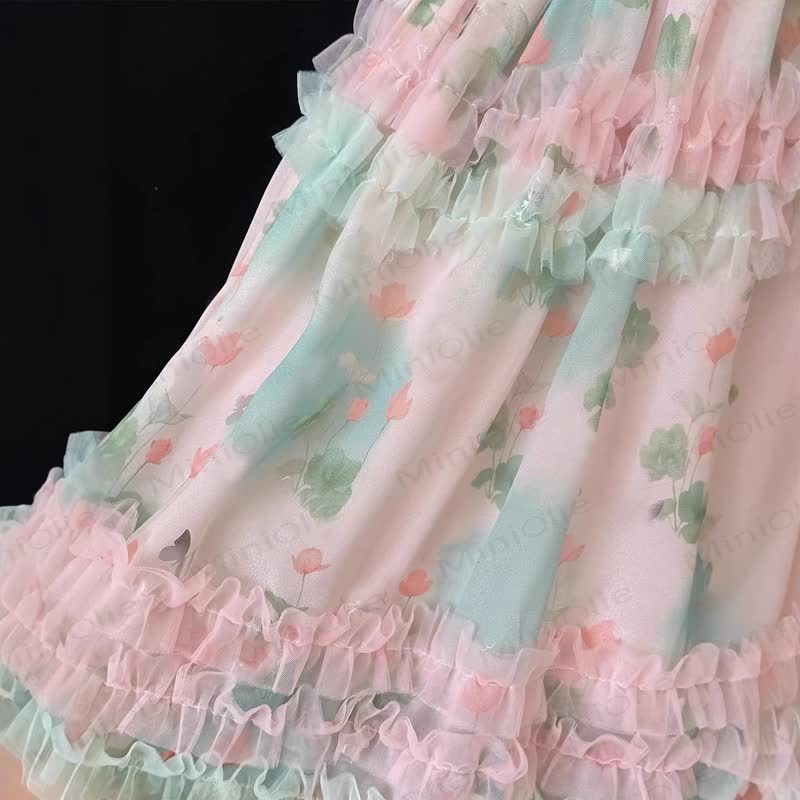 Toddler Girls Floral Print Tulle Dress - image 3