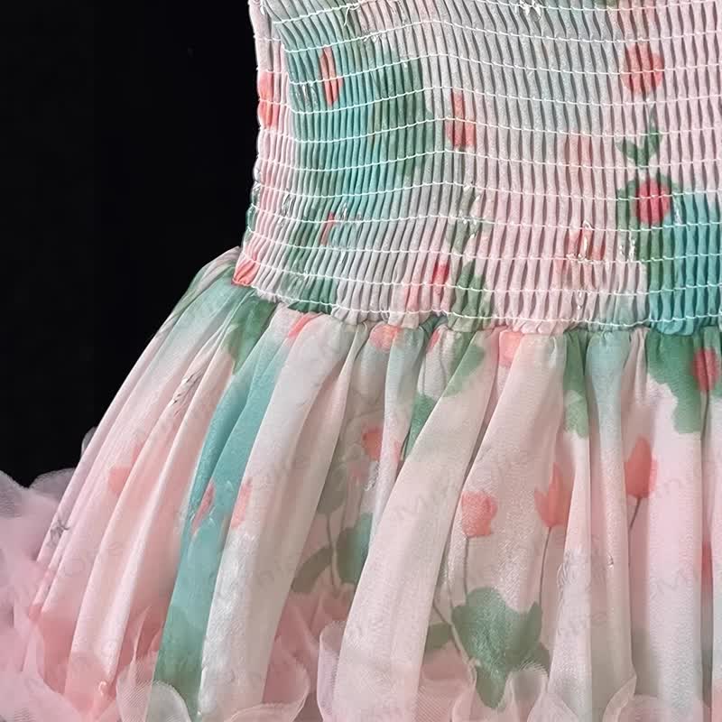 Toddler Girls Floral Print Tulle Dress - image 4