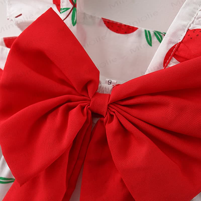 Baby Girls Cotton Fruit or Flower or Circle Print Bow Dress with Hat - image 9