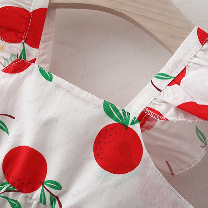 Baby Girls Cotton Fruit or Flower or Circle Print Bow Dress with Hat - image 10