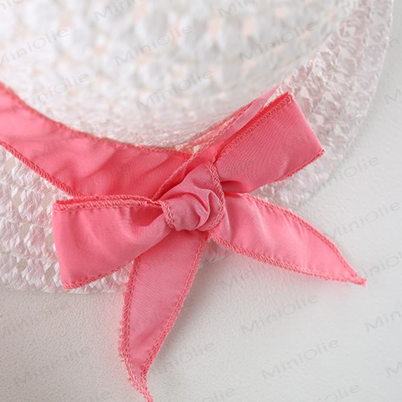 Baby Girls Cotton Fruit or Flower or Circle Print Bow Dress with Hat - image 12