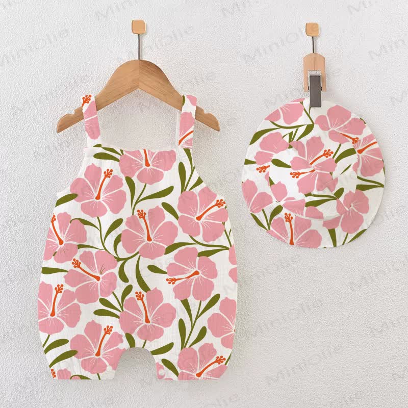 Baby Hibiscus White Romper with Hat - White - 18-24M - image 1