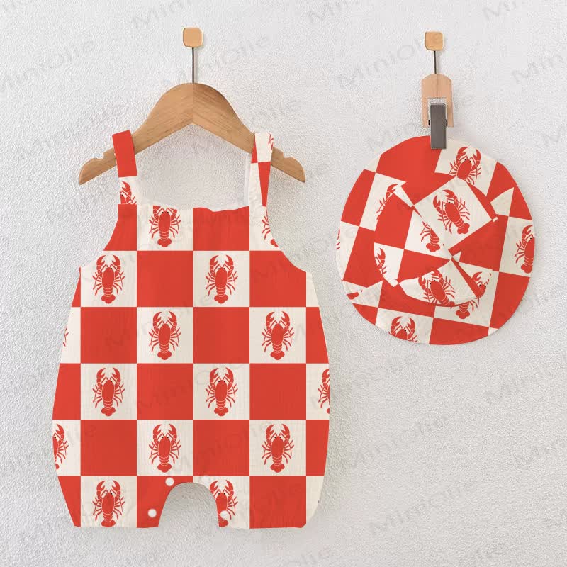 Baby Checkered Lobster Romper with Hat - White - 18-24M - image 1