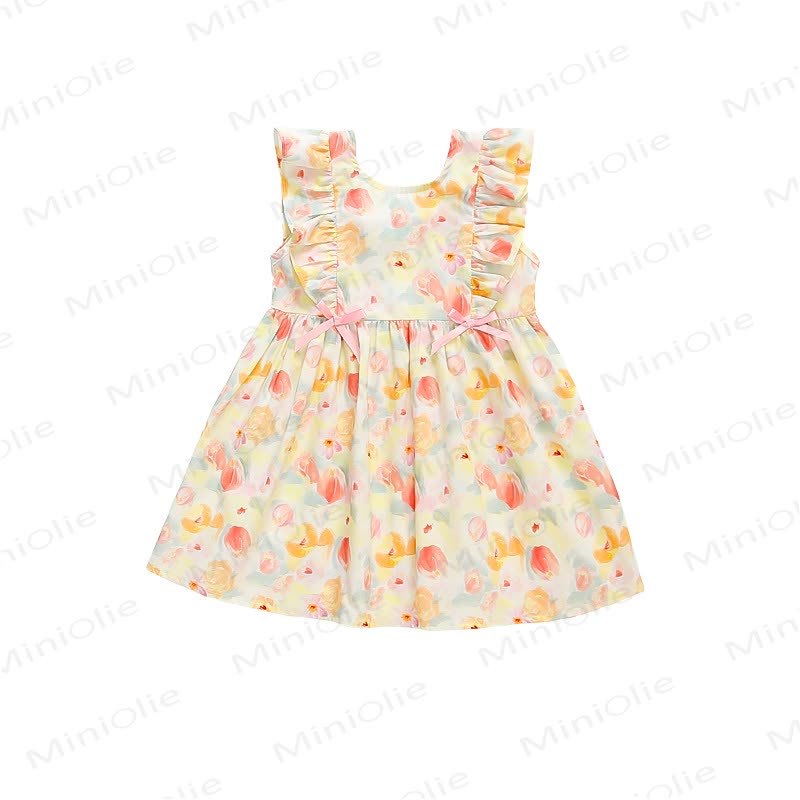 Toddler Girls Cotton Floral Print Bow Sleeveless Dress - image 3