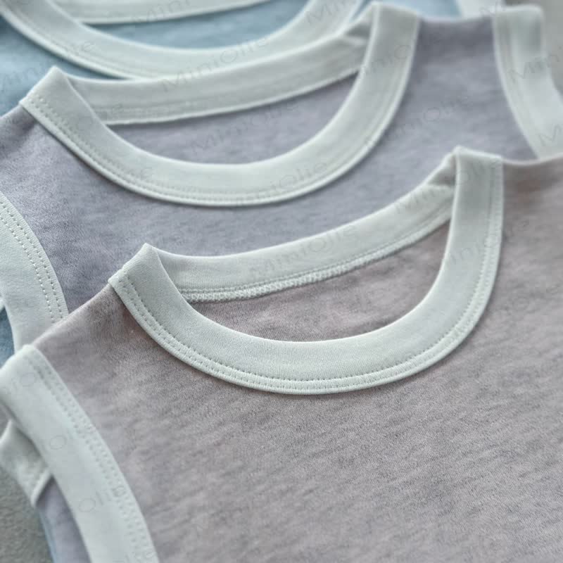 Baby Cotton Solid Color Vest and Shorts Two Piece Set - image 5