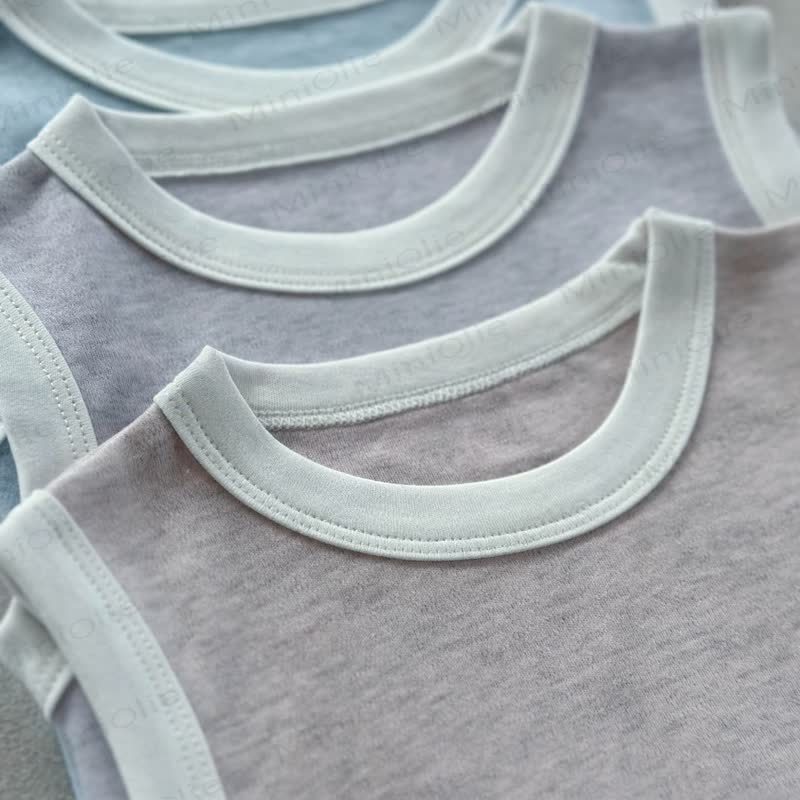 Baby Cotton Solid Color Vest and Shorts Two Piece Set - image 5