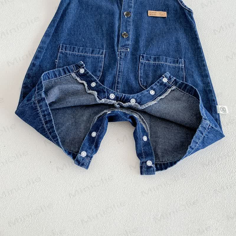 Baby Denim Sleeveless Romper with Hat - image 6