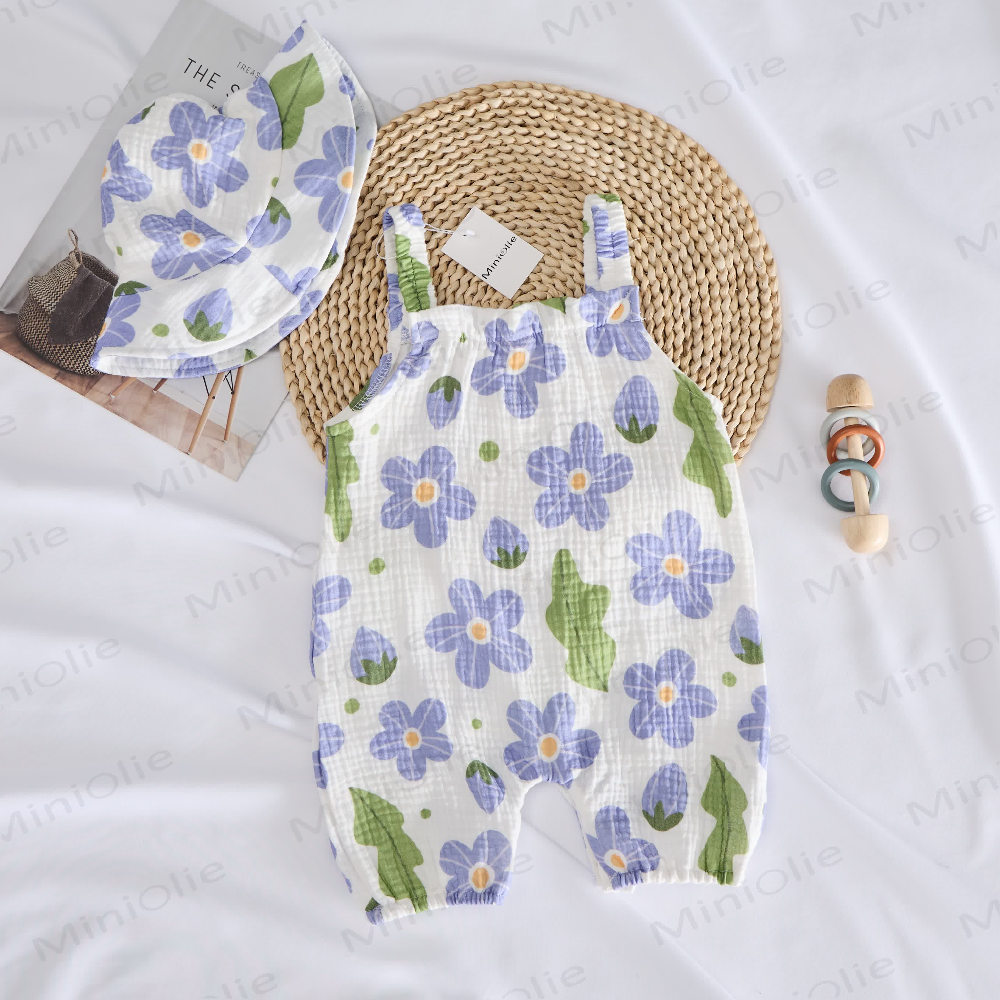 Baby Flower & Strawberry White Romper with Hat - image 6