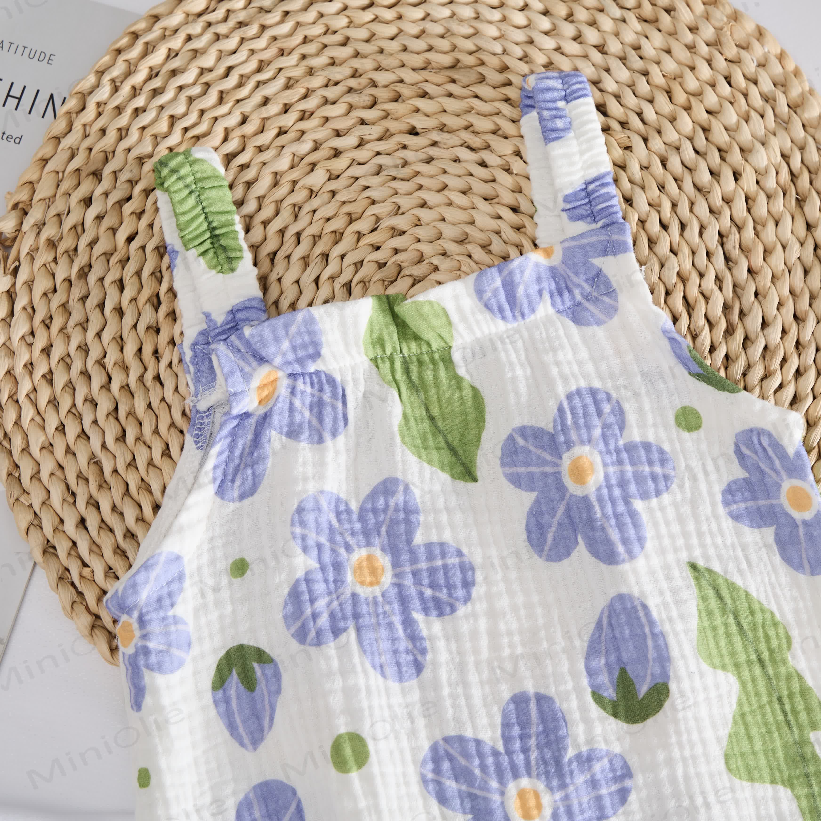 Baby Flower & Strawberry White Romper with Hat - image 3