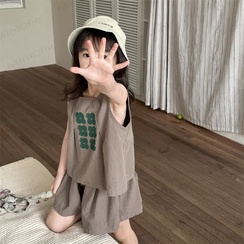 Toddler Girl Floral Print Tank Top and Shorts Set - Green - 6-7T - image 3