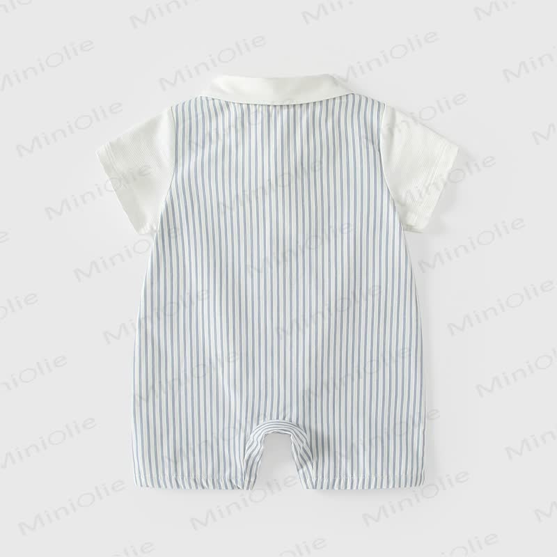 Baby Boy Bow Tie Striped Romper - image 2