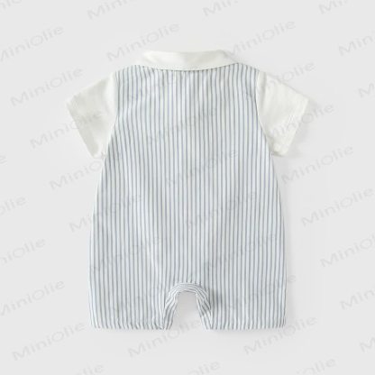Baby Boy Bow Tie Striped Romper - image 2