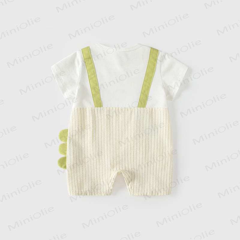 Baby Beige Monster Striped Romper - image 2
