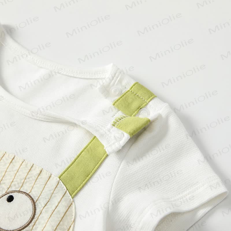 Baby Beige Monster Striped Romper - image 3
