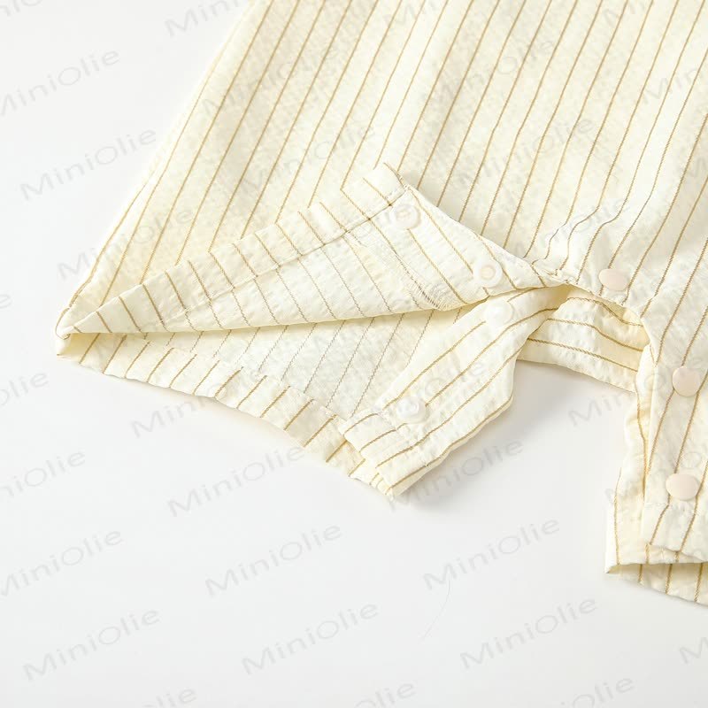 Baby Beige Monster Striped Romper - image 4
