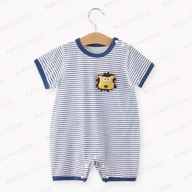 Baby Animal/Bowknot Striped Romper - Navy - 18-24M - image 2