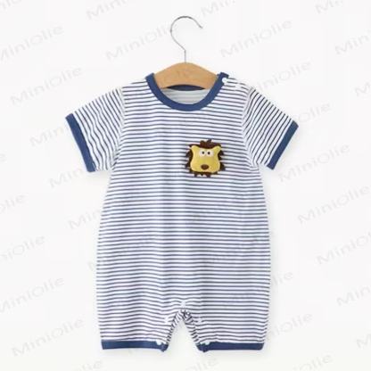 Baby Animal/Bowknot Striped Romper - Navy - 18-24M - image 2