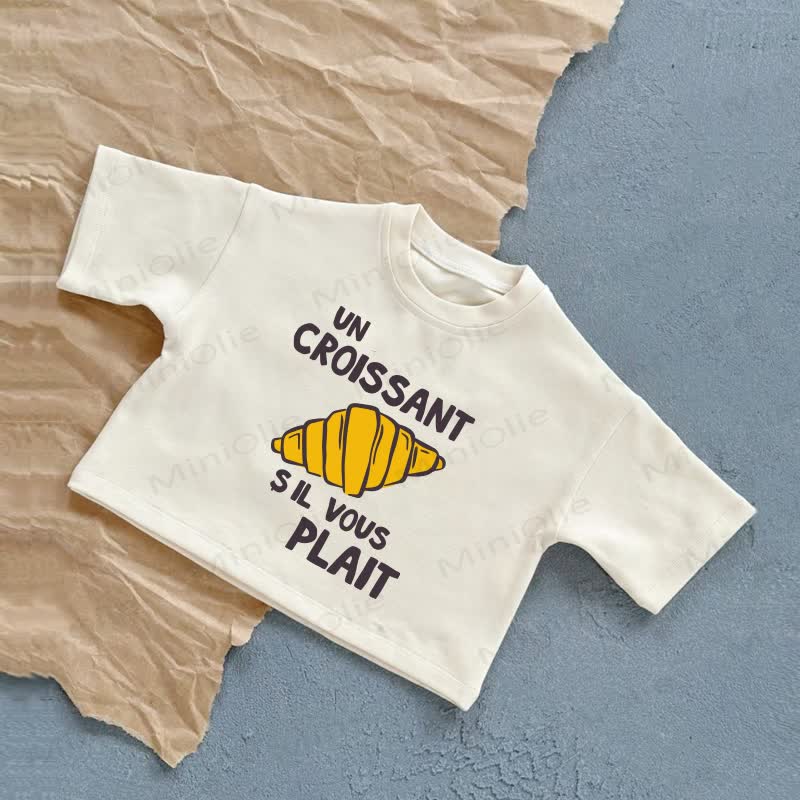 UN CROISSANT S IL VOUS PLAIT Baby Summer Casual T-Shirt - White - 2-3T - image 2