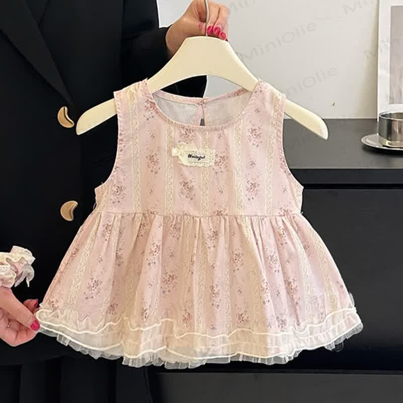 Toddler Girl Pink Floral Lace Tank Top and Pants Set - image 3