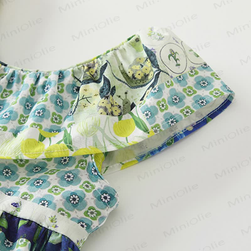 Toddler Girls Green Floral Plaid Sleeveless Dress - image 4