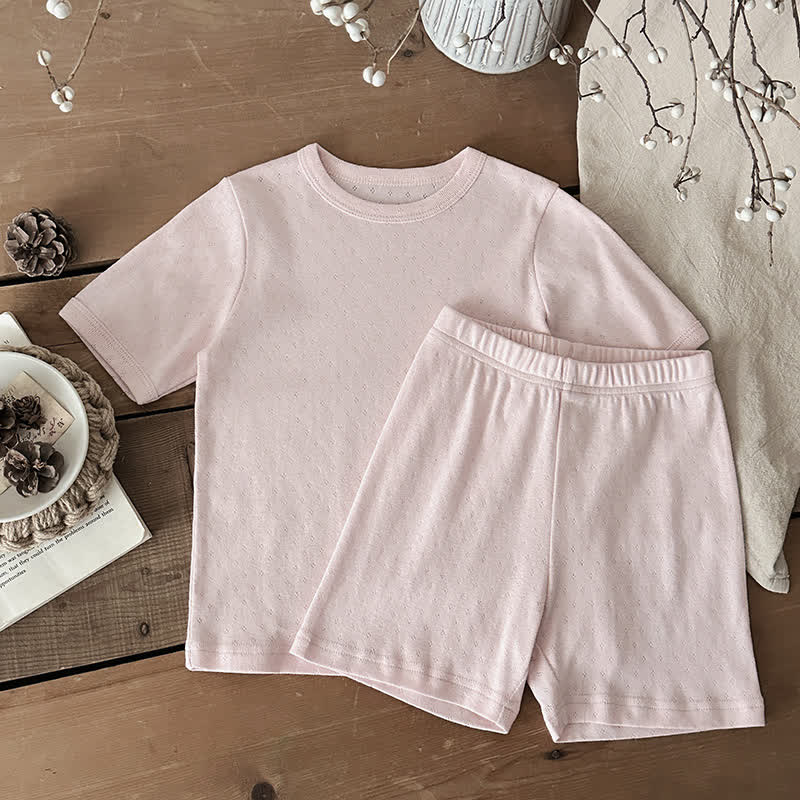 Toddler Kid Cotton Tee and Pants Pajama Set - Pink - 10-11T - image 2