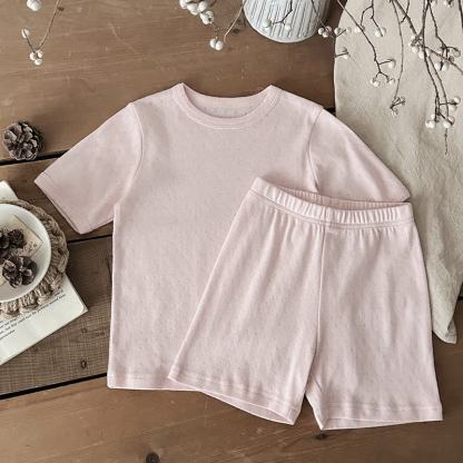 Toddler Kid Cotton Tee and Pants Pajama Set - Pink - 10-11T - image 2