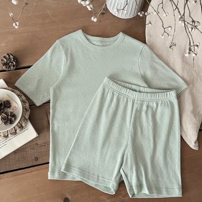 Toddler Kid Cotton Tee and Pants Pajama Set - Green - 10-11T - image 3