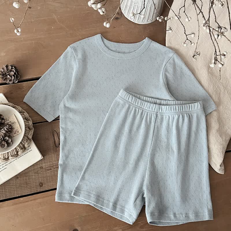 Toddler Kid Cotton Tee and Pants Pajama Set - Blue - 10-11T - image 5