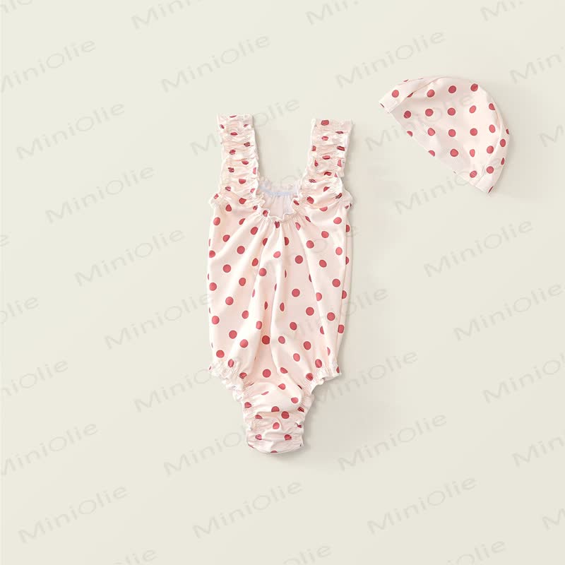 Toddler Girl Polka Dot Ruffle Swim Dress Soft Stretch - image 4
