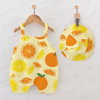 Baby Lemon and Orange Yellow Romper with Hat - Yellow - 18-24M - image 1