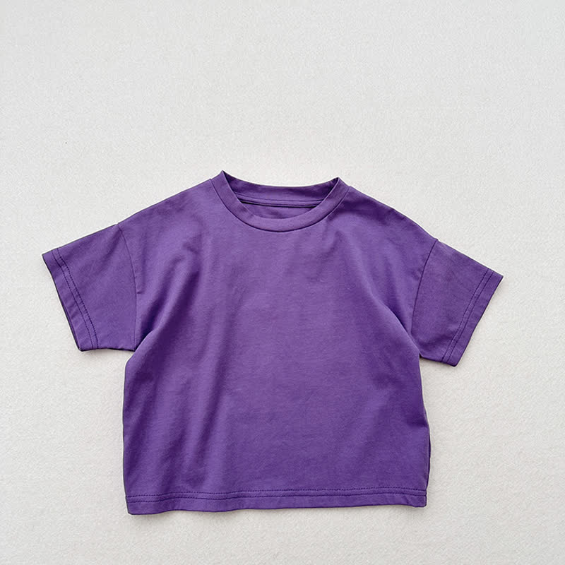 Toddler Solid Color Crew Neck Summer T-shirt - Purple - 6-7T - image 5