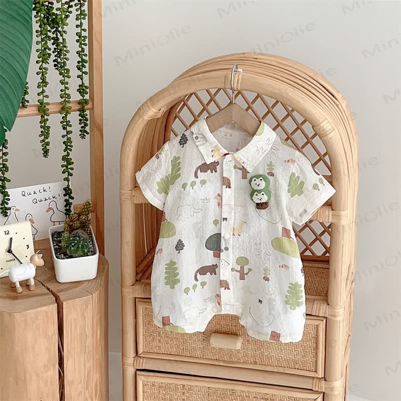 Baby Boy Forest Print Romper - Beige - 18-24M - image 1