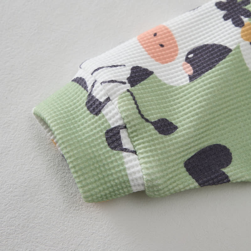 Baby Waffle Cute Dairy Cow Sweatshirt 2-piece Set - image 3