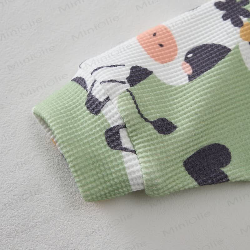 Baby Waffle Cute Dairy Cow Sweatshirt 2-piece Set - image 3