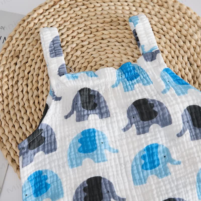 Baby Blue & Grey Elephants Jumpsuit with Hat - image 3