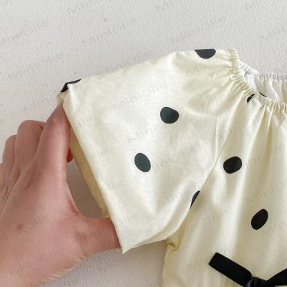 Toddler Girls Cotton Polka Dot Puff Sleeves Dress - image 6
