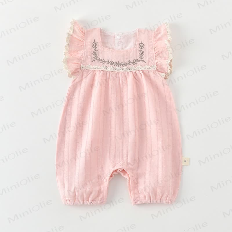 Baby Lace Square-neck Romper - Pink - 18-24M - image 1