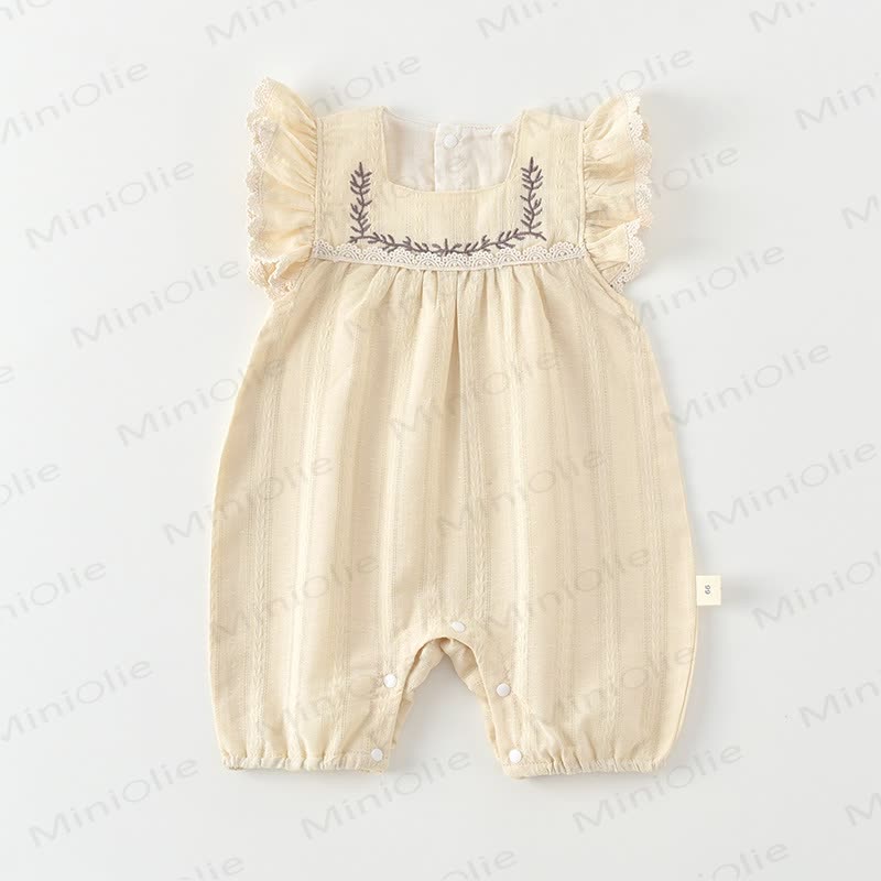 Baby Lace Square-neck Romper - Beige - 18-24M - image 2