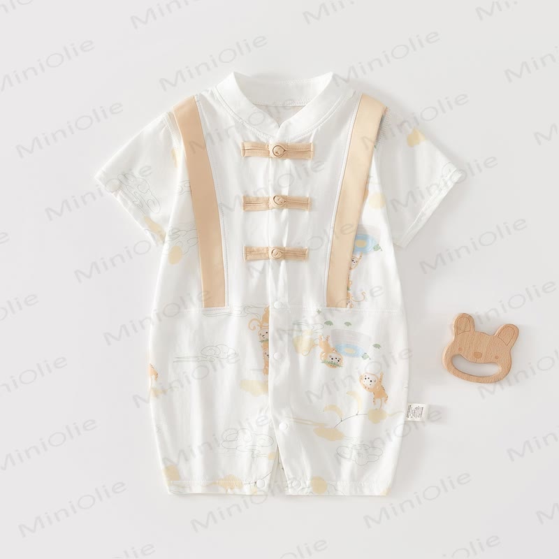 Baby Monkey Print Summer Romper - White - 18-24M - image 1