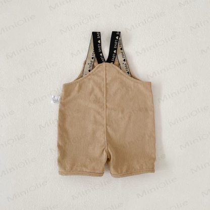Baby Solid Color Teddy Bear Ribbed Romper - image 4