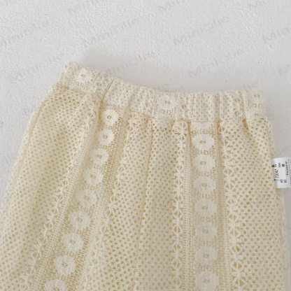 Baby Girls Lace Solid Beige Pants or Tank Top and Shorts Set - image 4