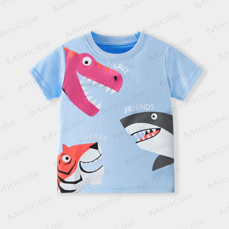 FIERCE FRIENDS GRRRRR Toddler Boy Blue Animal Print T-shirt - Blue - 7Y - image 1