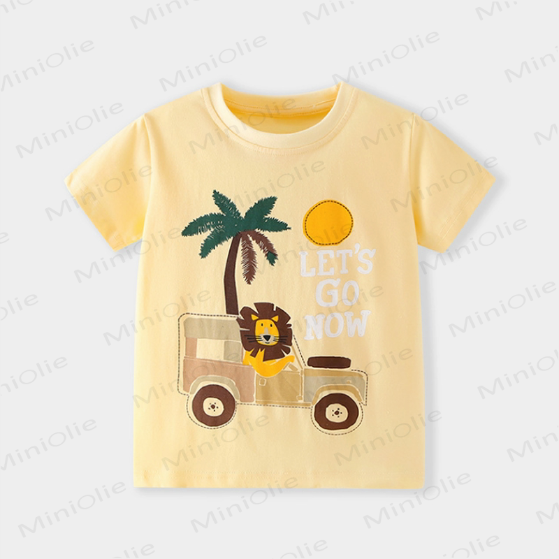 LET'S GO NOW Toddler Boy Lion Print T-shirt - Yellow - 8Y - image 1