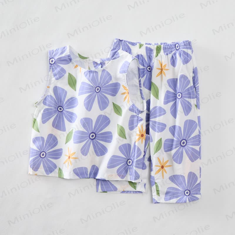 Baby Toddler Blue Flower Sleeveless 2-piece Set - image 2